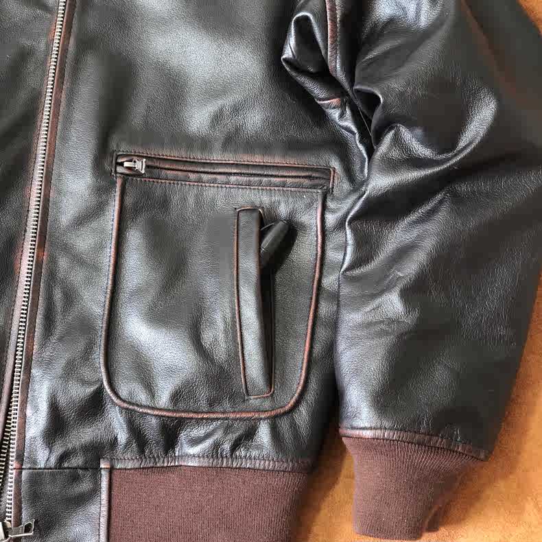 Vintage Men's Air Force A2 Leather Flight Top Gun Jacket Full Zip