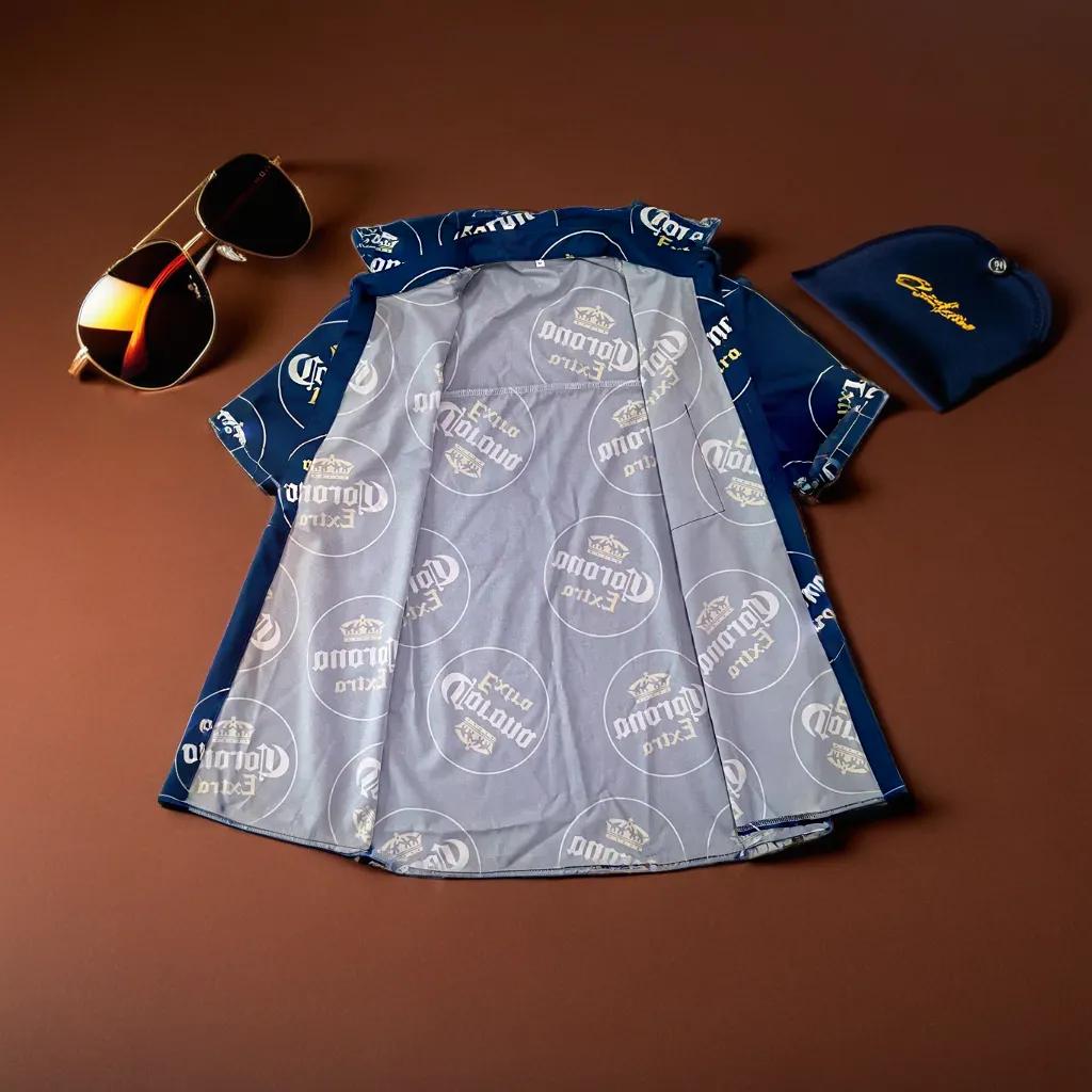 Men's Corona Extra Design Steelblue Summer Shirt Vintage