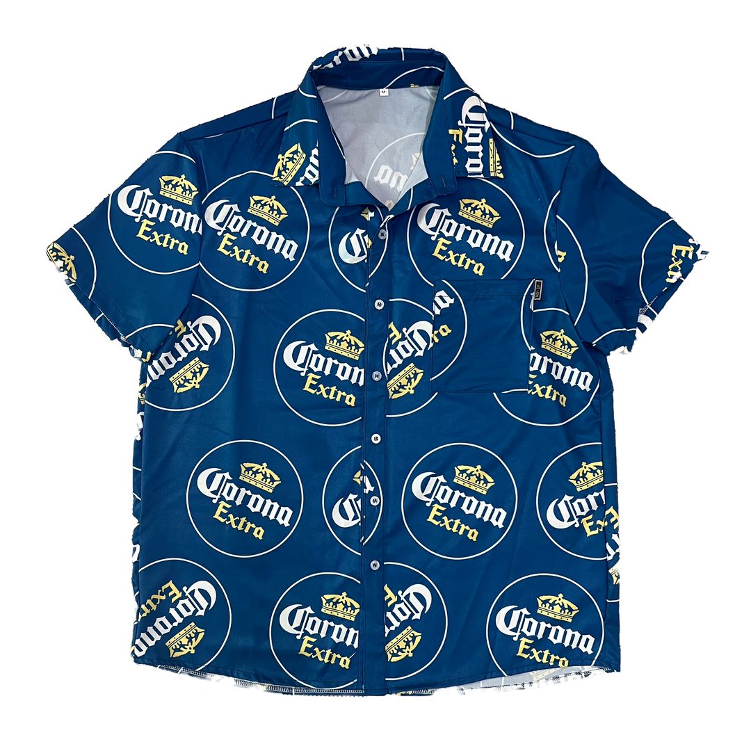 Men's Corona Extra Design Steelblue Summer Shirt Vintage